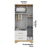 Guarda-Roupa de Bebê Popy Retrô 3 Portas 2 Gavetas 100% Mdf 3 Prateleiras Branco/Amêndoa - Móveis Peroba