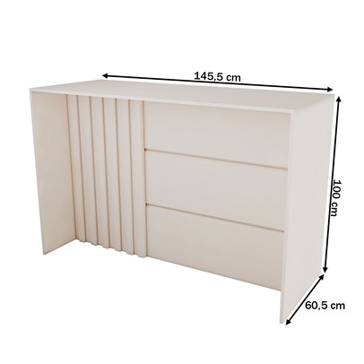 Bancada de Cozinha Alta Ilha Gourmet Ripado Off White - Panorama Móveis