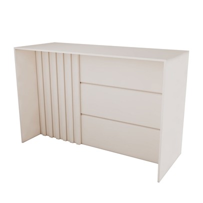 Bancada de Cozinha Alta Ilha Gourmet Ripado Off White - Panorama Móveis