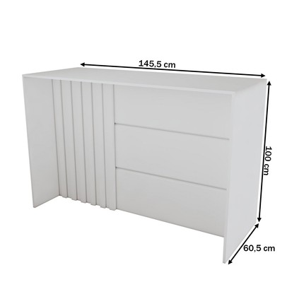 Bancada de Cozinha Alta Ilha Gourmet Ripado Branco Hp - Panorama Móveis