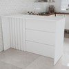Bancada de Cozinha Alta Ilha Gourmet Ripado Branco Hp - Panorama Móveis
