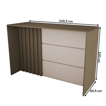 Bancada de Cozinha Alta Ilha Gourmet Ripado Duna/Cristal - Panorama Móveis