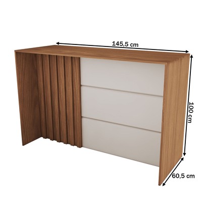 Bancada de Cozinha Alta Ilha Gourmet Ripado Nature/Areia Hp - Panorama Móveis