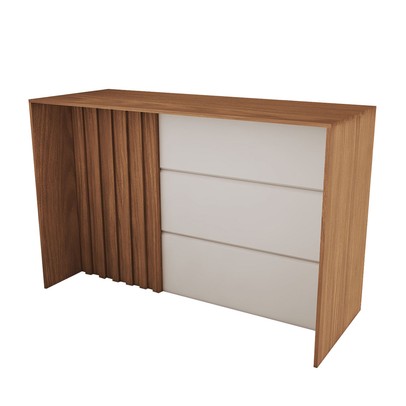 Bancada de Cozinha Alta Ilha Gourmet Ripado Nature/Areia Hp - Panorama Móveis