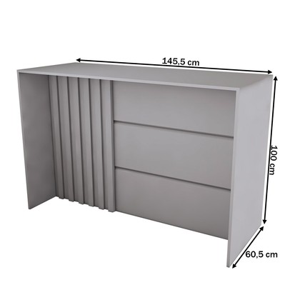 Bancada de Cozinha Alta Ilha Gourmet Ripado Cinza Hp - Panorama Móveis