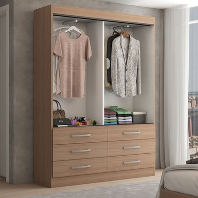 Guarda-Roupa Solteiro Ushuaia 2 Portas 6 Gavetas Demolição - Panorama Móveis