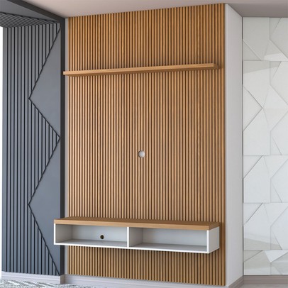 Painel para TV Até 60 Polegadas Apolo Ripado 1 Porta 140 Cm Nature/Off White - Panorama Móveis