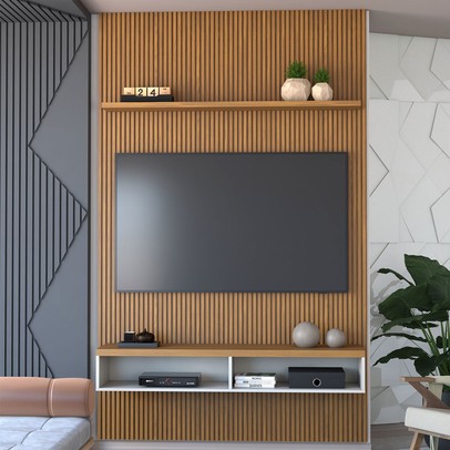 Painel para TV Até 60 Polegadas Apolo Ripado 1 Porta 140 Cm Nature/Off White - Panorama Móveis