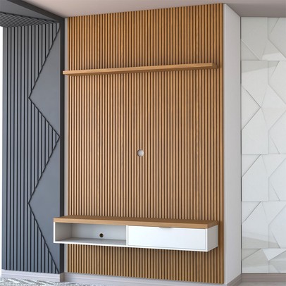 Painel para TV Até 60 Polegadas Apolo Ripado 1 Porta 140 Cm Nature/Off White - Panorama Móveis