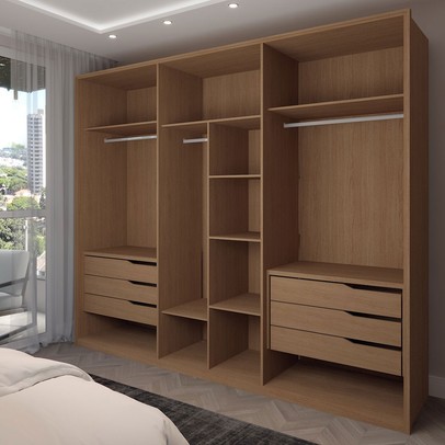 Guarda-Roupa Casal Galeão 6 Portas 6 Gavetas Amêndola Touch - Panorama Móveis