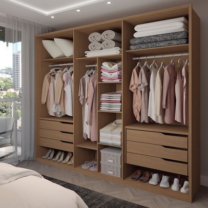 Guarda-Roupa Casal Galeão 6 Portas 6 Gavetas Amêndola Touch - Panorama Móveis