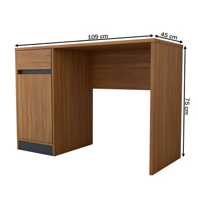 Mesa Escrivaninha Loft 1 Porta 1 Gaveta Amêndola Touch/Grafito - Panorama Móveis