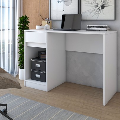 Mesa Escrivaninha Loft 1 Porta 1 Gaveta Branco - Panorama Móveis