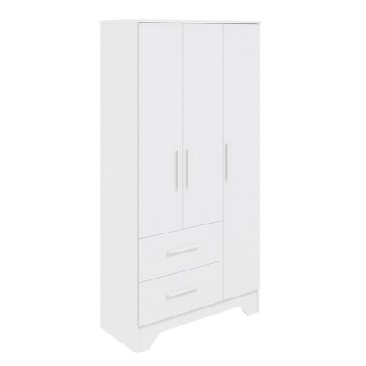 Guarda-Roupa de Bebê Popy Retrô 3 Portas 2 Gavetas 100% Mdf Branco Brilho - Móveis Peroba