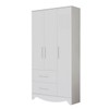 Guarda-Roupa de Bebê Popy Retrô 3 Portas 2 Gavetas 100% Mdf Branco Brilho - Móveis Peroba