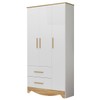 Guarda-Roupa de Bebê Popy Retrô 3 Portas 2 Gavetas 100% Mdf Branco Brilho/Amêndoa - Móveis Peroba
