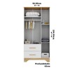 Guarda-Roupa de Bebê Popy Retrô 3 Portas 2 Gavetas 100% Mdf Branco Brilho/Amêndoa - Móveis Peroba