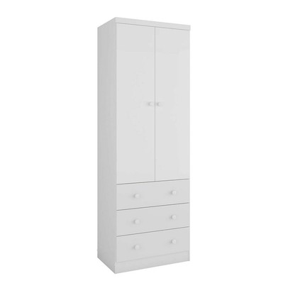 Guarda-Roupa de Bebê Smim New 2 Portas 3 Gavetas 100% Mdf Branco Brilho - Móveis Peroba
