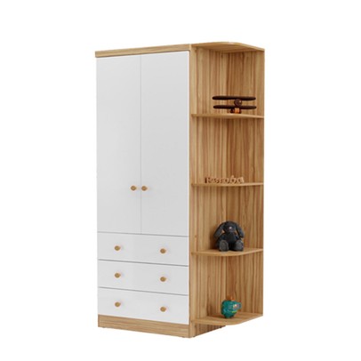 Guarda-Roupa de Bebê Smim New 2 Portas 3 Gavetas 5 Prateleiras 100% Mdf Branco/Amêndoa - Móveis Peroba