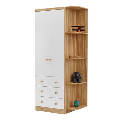 Guarda-Roupa de Bebê Smim New 2 Portas 3 Gavetas 5 Prateleiras 100% Mdf Branco/Amêndoa - Móveis Peroba