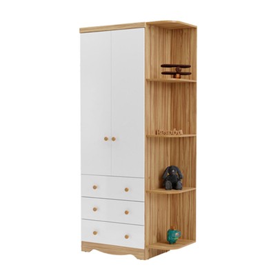 Guarda-Roupa de Bebê Smim New 2 Portas 3 Gavetas 5 Prateleiras 100% Mdf Branco/Amêndoa - Móveis Peroba