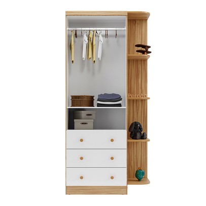 Guarda-Roupa de Bebê Smim New 2 Portas 3 Gavetas 5 Prateleiras 100% Mdf Branco/Amêndoa - Móveis Peroba
