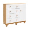 Cômoda Infantil Júnior New 1 Porta 4 Gavetas 100% Mdf Branco Brilho/Amêndoa - Móveis Peroba