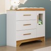 Cômoda Infantil Popy 1 Porta 3 Gavetas 100% Mdf Branco Brilho/Amêndoa - Móveis Peroba