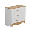 Cômoda Infantil Popy Retrô 1 Porta 3 Gavetas 100% Mdf Branco Brilho/Amêndoa - Móveis Peroba
