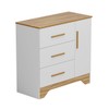Cômoda Infantil Popy Retrô 1 Porta 3 Gavetas 100% Mdf Branco Brilho/Amêndoa - Móveis Peroba