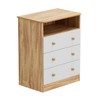 Cômoda Infantil Smim New 3 Gavetas 100% Mdf Branco Brilho/Amêndoa - Móveis Peroba