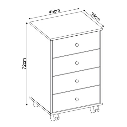 Gaveteiro Office Presence 4 Gavetas Amêndola Touch - Demóbile