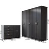 Guarda-Roupa Luna 6 Portas 2 Gavetas com Cômoda 2 Portas 5 Gavetas Preto - Panorama Móveis