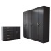 Guarda-Roupa Luna 6 Portas 2 Gavetas com Cômoda 2 Portas 5 Gavetas Preto - Panorama Móveis