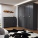 Guarda-Roupa Luna 6 Portas 2 Gavetas com Cômoda 2 Portas 5 Gavetas Preto - Panorama Móveis