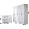 Guarda-Roupa Luna 6 Portas 2 Gavetas com Cômoda 2 Portas 5 Gavetas Branco - Panorama Móveis