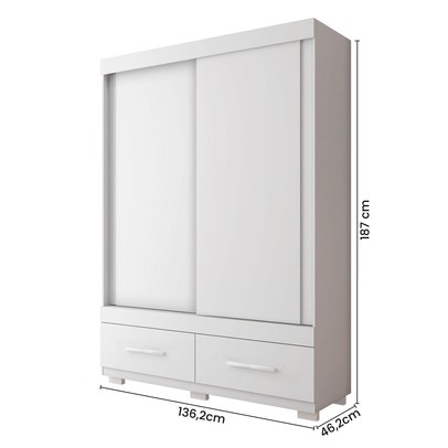 Guarda-Roupa Solteiro Sereno 2 Portas 2 Gavetas Branco - Caemmun