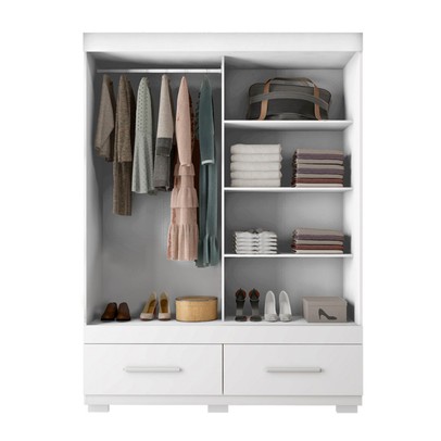 Guarda-Roupa Solteiro Sereno 2 Portas 2 Gavetas Branco - Caemmun