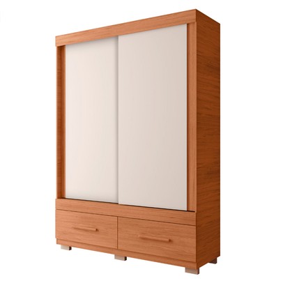 Guarda-Roupa Solteiro Sereno 2 Portas 2 Gavetas Freijo/Off White - Caemmun