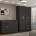Guarda-Roupa Bella 4 Portas 2 Gavetas com Cômoda 2 Portas 5 Gavetas Preto - Panorama Móveis