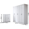 Guarda-Roupa Casal Aurora 6 Portas 2 Gavetas com Cômoda 1 Portas 5 Gavetas Branco - Panorama Móveis
