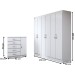 Guarda-Roupa Casal Aurora 6 Portas 2 Gavetas com Cômoda 1 Portas 5 Gavetas Branco - Panorama Móveis