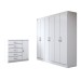 Guarda-Roupa Casal Aurora 6 Portas 2 Gavetas com Cômoda 1 Portas 5 Gavetas Branco - Panorama Móveis