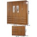 Guarda-Roupa Casal Iris 6 Portas 9 Gavetas e Espelho com Cômoda 2 Portas 5 Gavetas Cinamomo - Panorama Móveis