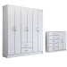 Guarda-Roupa Casal Helena 6 Portas 2 Gavetas com Cômoda 2 Portas 5 Gavetas Branco - Panorama Móveis