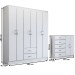 Guarda-Roupa Casal Helena 6 Portas 2 Gavetas com Cômoda 2 Portas 5 Gavetas Branco - Panorama Móveis