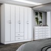 Guarda-Roupa Casal Maya 6 Portas 2 Gavetas com Cômoda 10 Gavetas Branco - Panorama Móveis