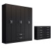 Guarda-Roupa Casal Maya 6 Portas 2 Gavetas com Cômoda 10 Gavetas Preto - Panorama Móveis