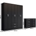 Guarda-Roupa Casal Maya 6 Portas 2 Gavetas com Cômoda 10 Gavetas Preto - Panorama Móveis