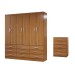 Guarda-Roupa Casal Stella 6 Portas 9 Gavetas com Cômoda 5 Gavetas Cinamomo - Panorama Móveis